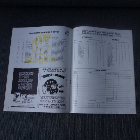 Vintage Hockeytime Cincinnati Stingers vs Houston Aeros Program November 30 1977 - Picture 5 of 15